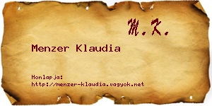 Menzer Klaudia névjegykártya